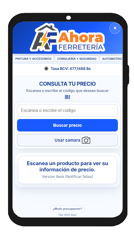 Telefono usando la app para escanear precios